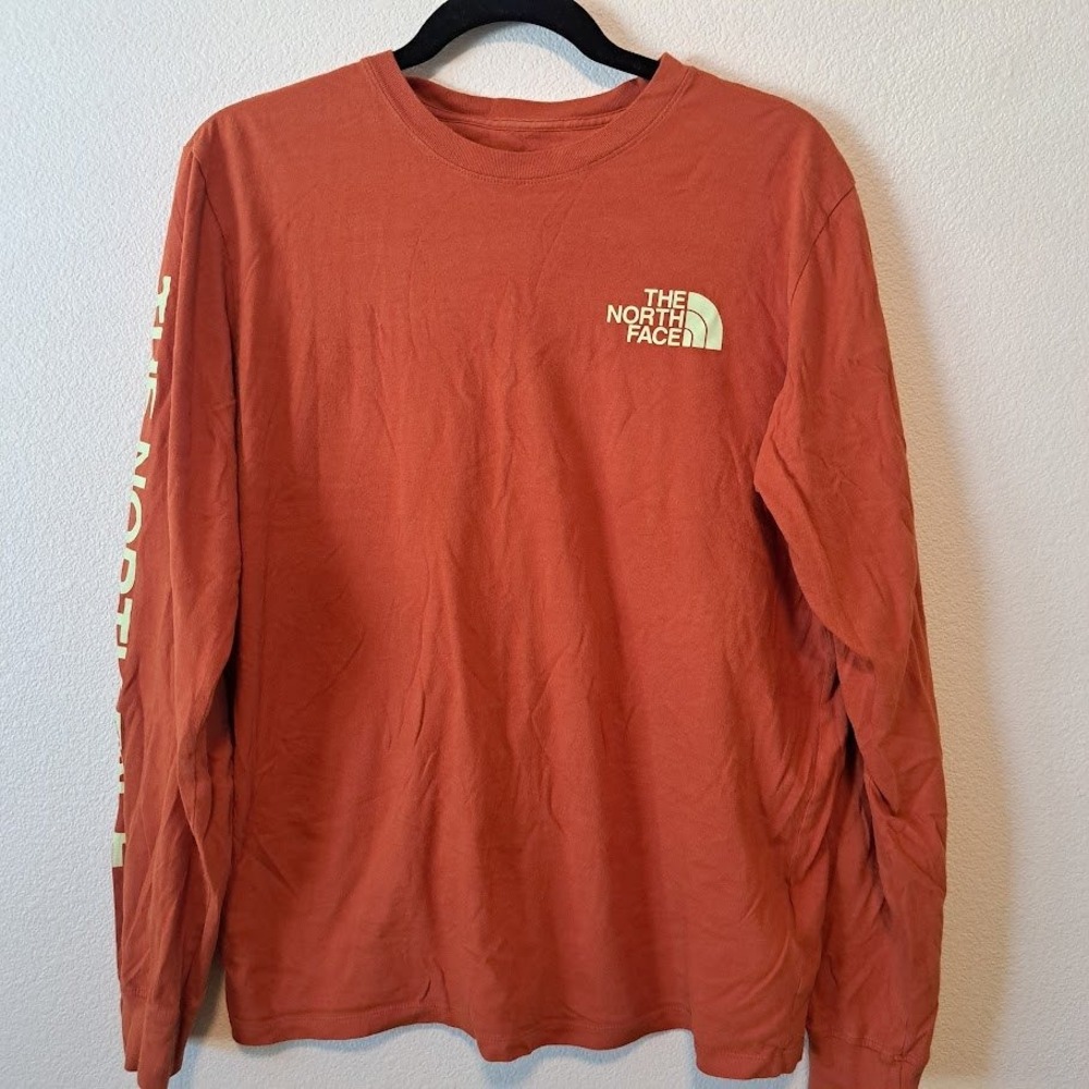 The North Face Mens Long Sleeve Graphic T-Shirt‎ Burnt Orange Logo Size M